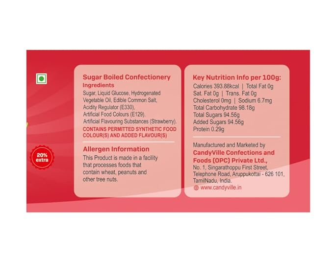 CandyVille FrootFab Strawberry Candy Jar 400g