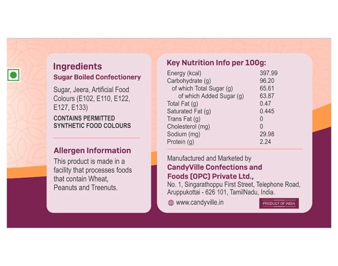 CandyVille Mukhwas Jeera Candy - Sugar Coated Jeera - Seeraga Mittai 600g (150g x 4 units)