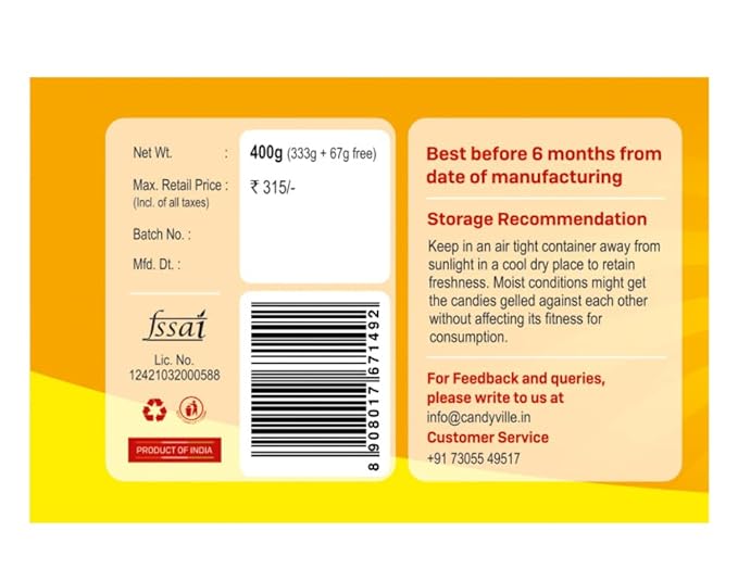 CandyVille FrootFab Pineapple Candy Jar 400g