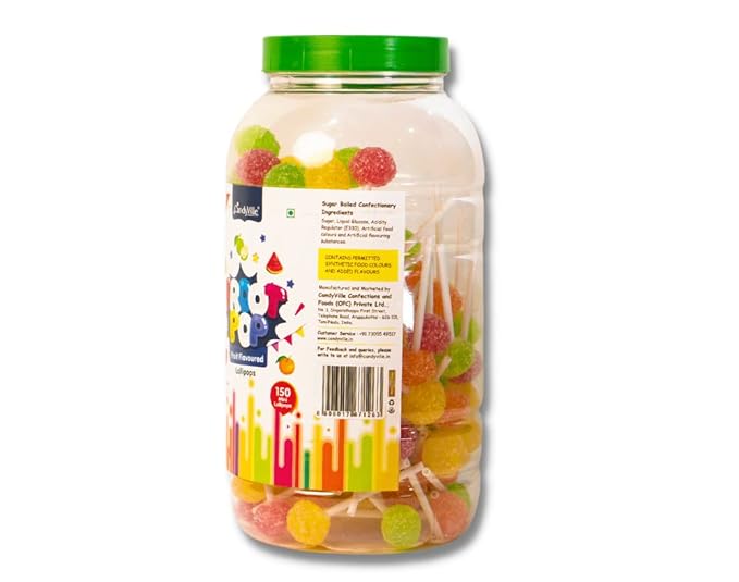 CandyVille FrootPop Sugar Coated Lollipops - Assorted Fruit Flavours - Not Individually wrapped - 150 Pieces