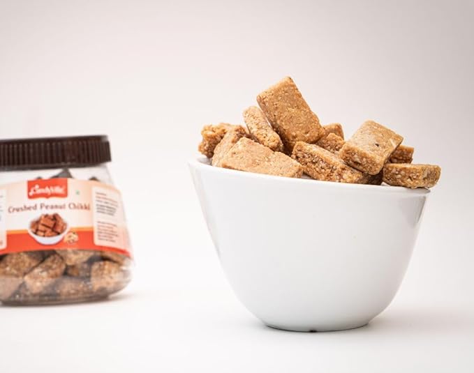 CandyVille Peanut Chikki Jars Combo 500g - Each of Chopped Peanut Chikki and Crushed Peanut Chikki Jar (250g x 2 units)