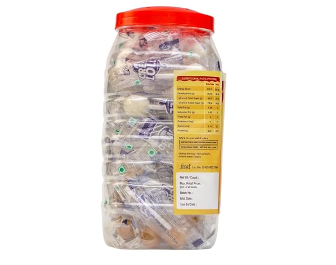 CandyVille CremeLolly Butter Toffee and Vanilla Flavoured Lollipops Jar 50 Pieces (600g)