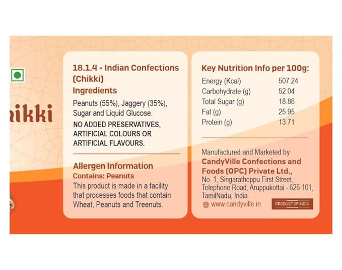 CandyVille Crushed Peanut Chikki Jar | Koko (coco) Mittai | 500g (250g x 2 units)