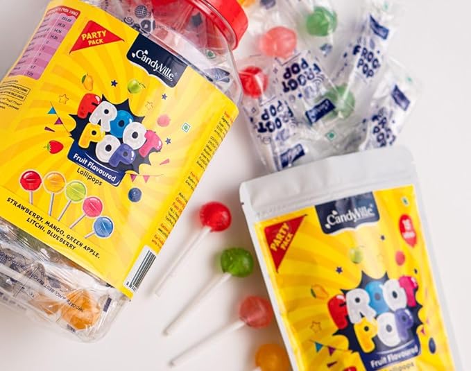 CandyVille FrootPop Lollipops Pouch - Assorted Fruit Flavored Lollipops - 45 Pieces (15 Pieces x 3 units)