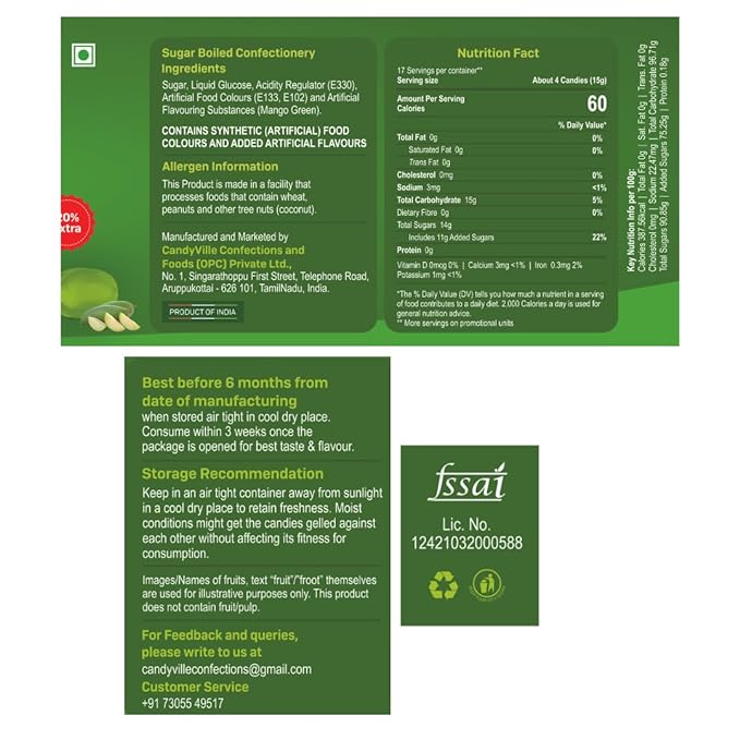 CandyVille FrootFab Kaccha Mango Candy Jar 400g