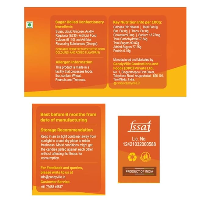 CandyVille FrootFab Orange Candy Jar 400g | Orange Candy | Santra | Narangee candy