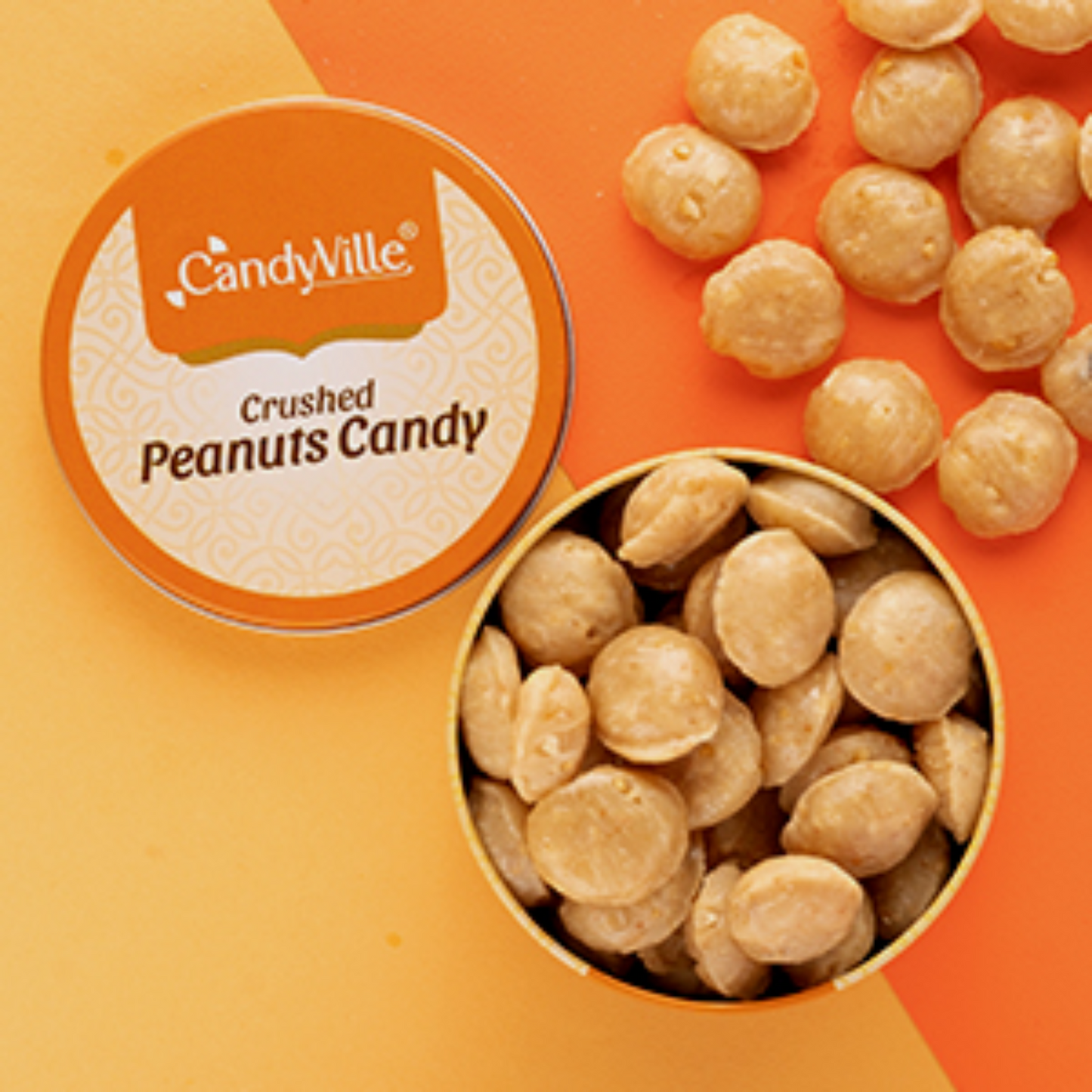 CandyVille Crushed Peanut Candy Tin 340g | Peanut & Sugar Brittles