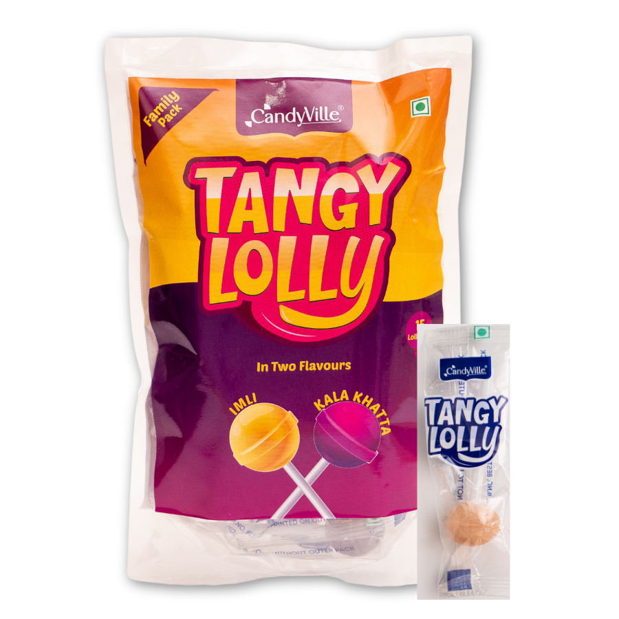 CandyVille TangyLolly Imli & Kala Khatta Flavored Lollipops Pouch - 45 Pieces (15 Pieces x 3 units)