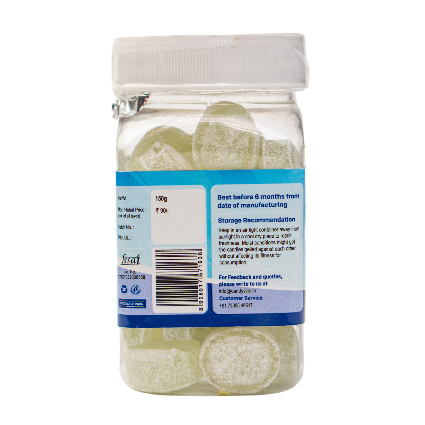 CandyVille MintMello Peppermint Candy 150g Jar - Wholesale Box of 12