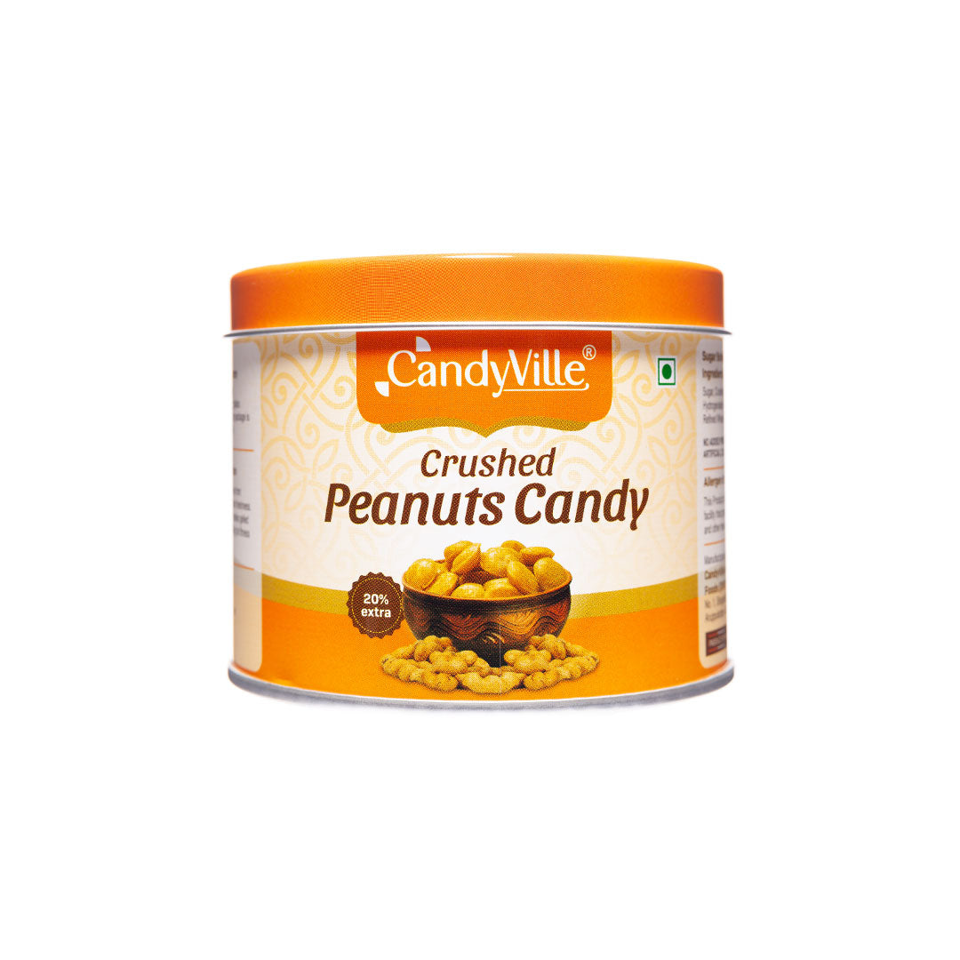 CandyVille Crushed Peanut Candy Tin 340g | Peanut & Sugar Brittles