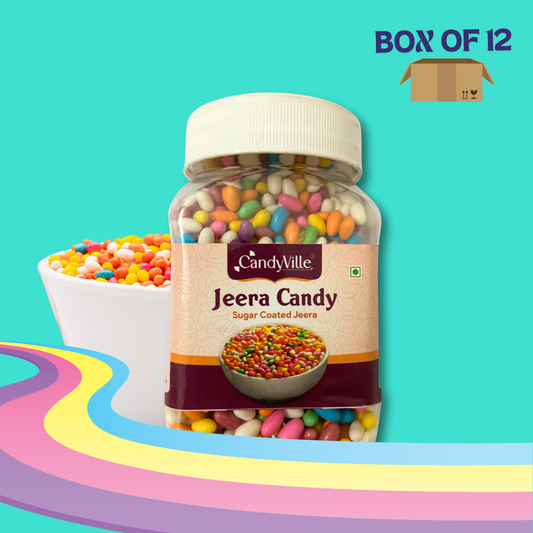 CandyVille Mukhwas Jeera Candy / Seeraga Mittai 150g Jar - Wholesale Box of 12