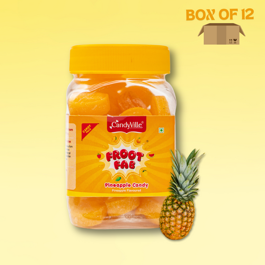 CandyVille FrootFab Pineapple Candy 150g Jar - Wholesale Box of 12