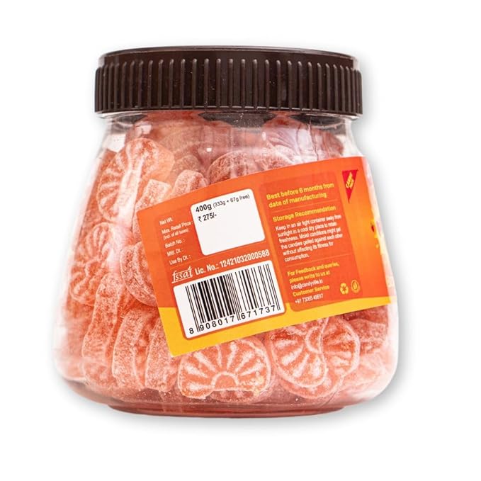 CandyVille FrootFab Orange Candy Jar 400g | Orange Candy | Santra | Narangee candy