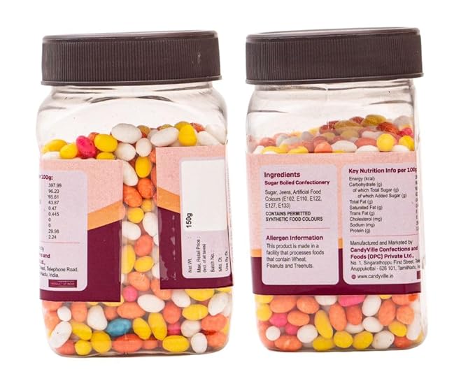 CandyVille Mukhwas Jeera Candy / Seeraga Mittai 150g Jar - Wholesale Box of 12