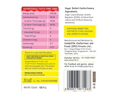 CandyVille FrootPop Sugar Coated Lollipops - Assorted Fruit Flavours - Not Individually wrapped - 150 Pieces