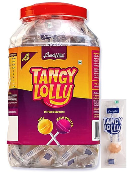 CandyVille TangyLolly Imli & Kala Khatta Flavored Lollipops 50 Pieces (600g)