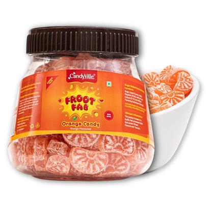 CandyVille FrootFab Orange Candy Jar 400g | Orange Candy | Santra | Narangee candy