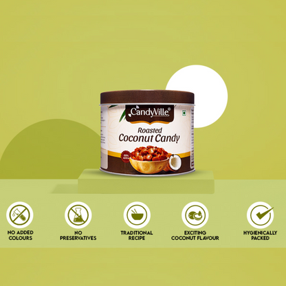 CandyVille Roasted Coconut Candy Tin 340g | Coconut Toffee brittle