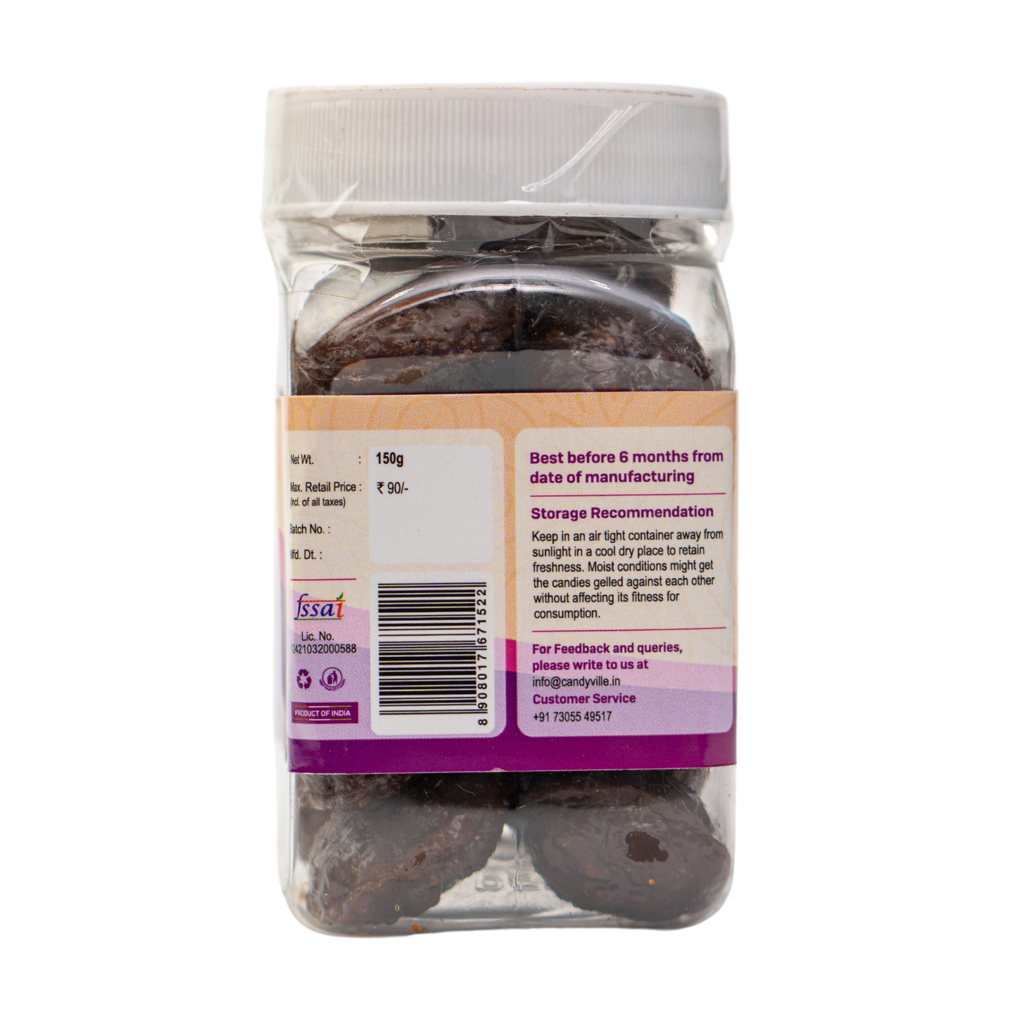 CandyVille Kamarkattu / Kalkona Coconut & Jaggery Candy Jar - Wholesale Box of 12