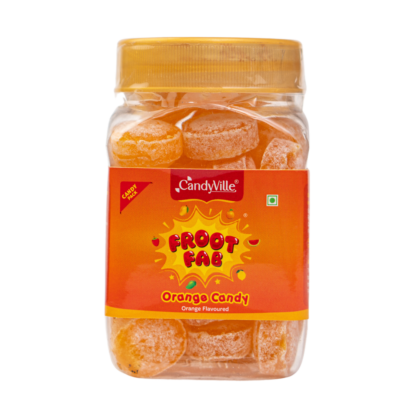 CandyVille FrootFab Orange Candy 150g Jar - Wholesale Box of 12