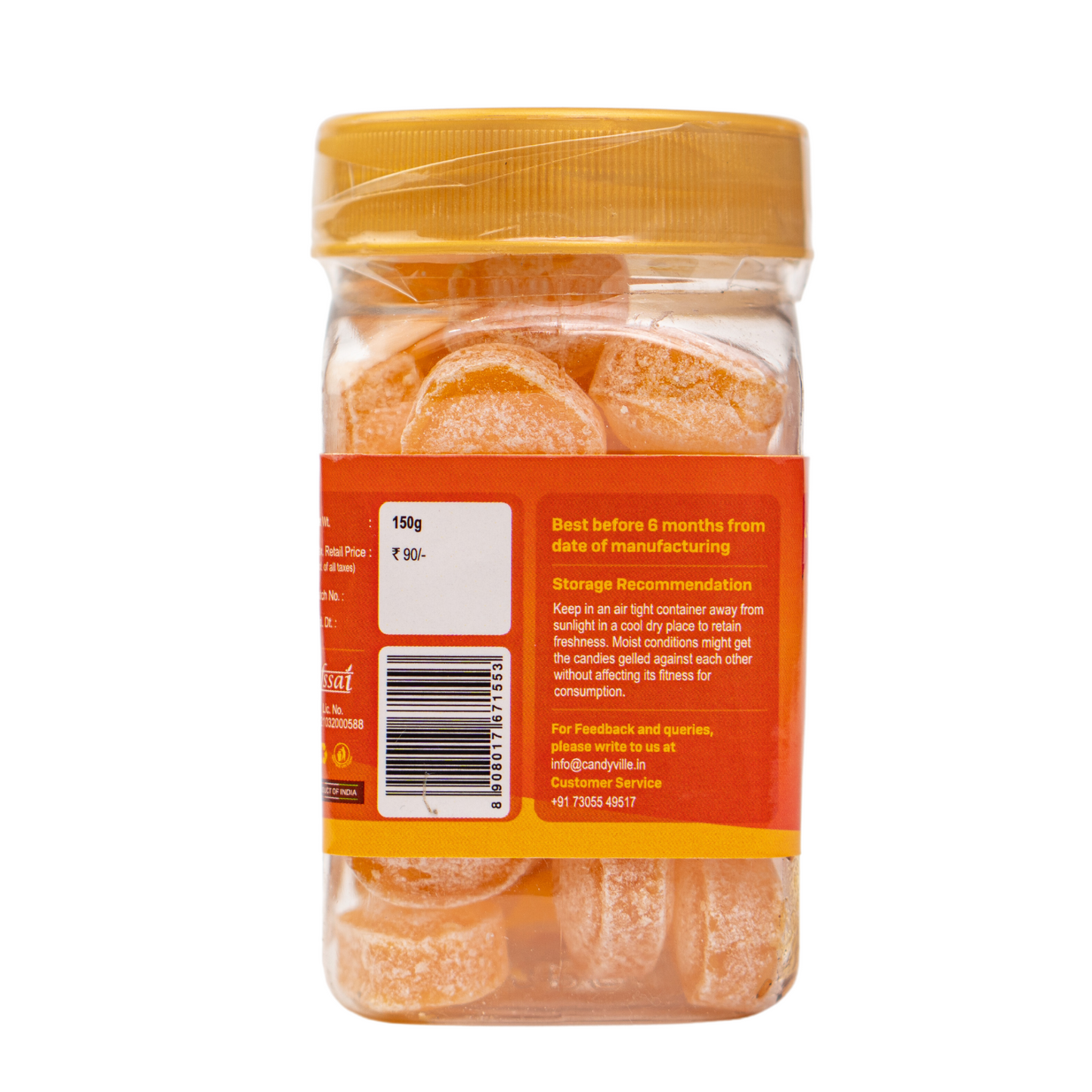 CandyVille FrootFab Orange Candy 150g Jar - Wholesale Box of 12
