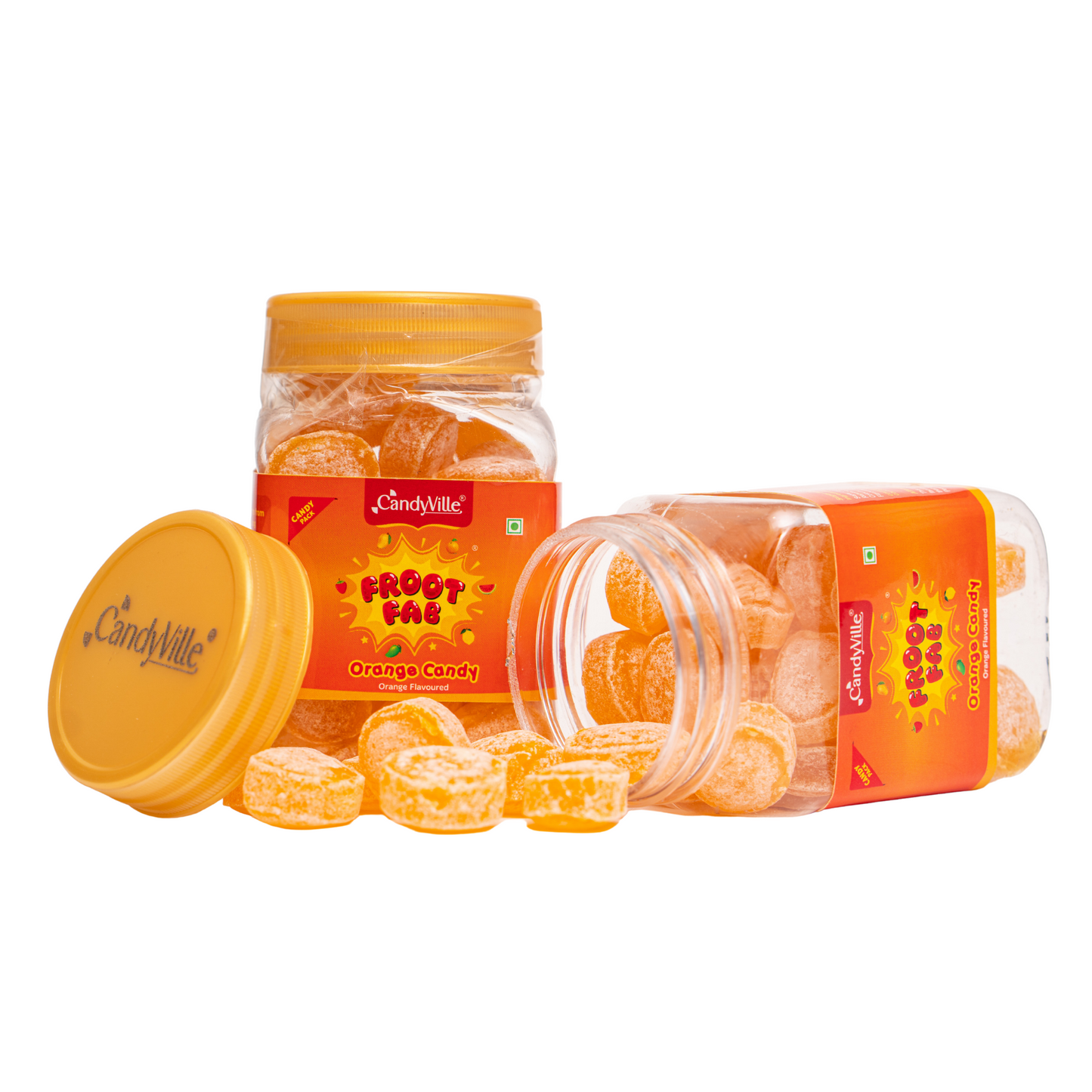 CandyVille FrootFab Orange Candy 150g Jar - Wholesale Box of 12