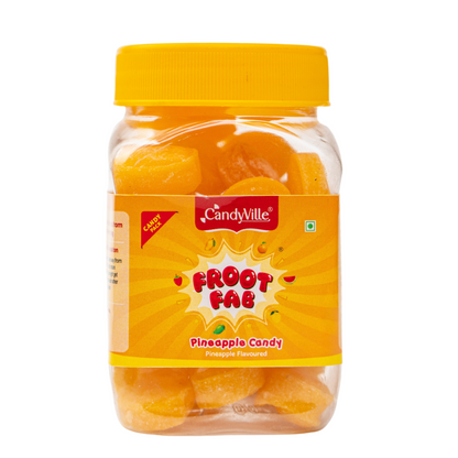 CandyVille FrootFab Pineapple Candy 150g Jar - Wholesale Box of 12