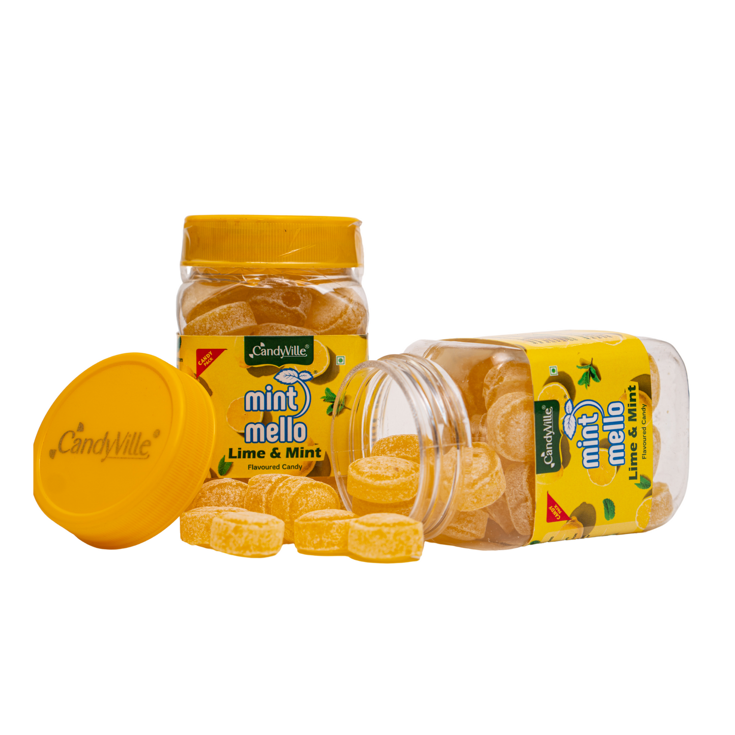 CandyVille MintMello Lime & Mint Candy 150g Jar - Wholesale Box of 12