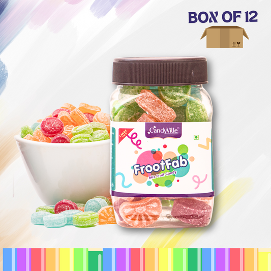 CandyVille FrootFab Mix Fruits Candy 150g Jar - Wholesale Box of 12
