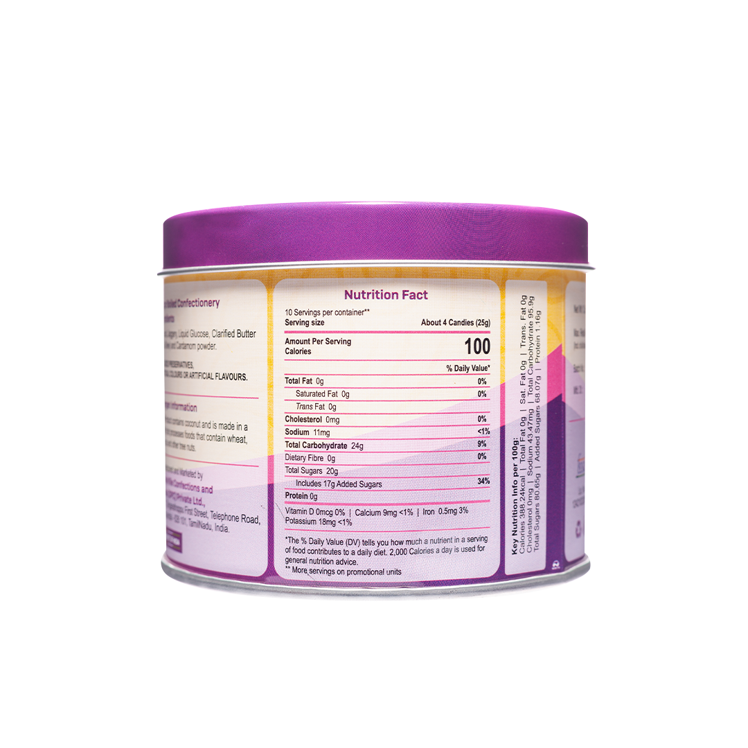 CandyVille Kamarkattu / Kamarkat / Kalkona Coconut & Jaggery Candy Tin 340g | Made with Jaggery