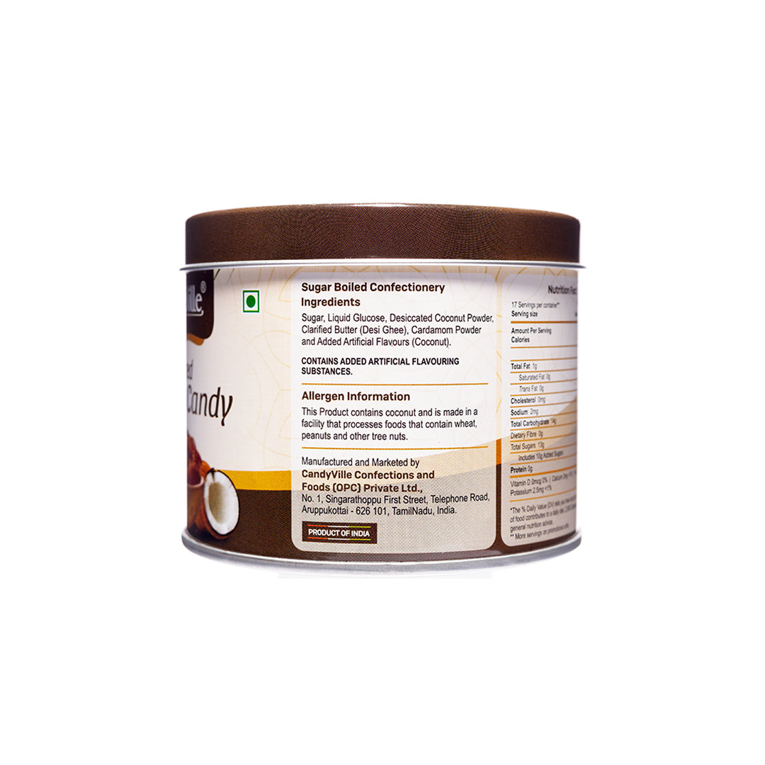 CandyVille Roasted Coconut Candy Tin 340g | Coconut Toffee brittle