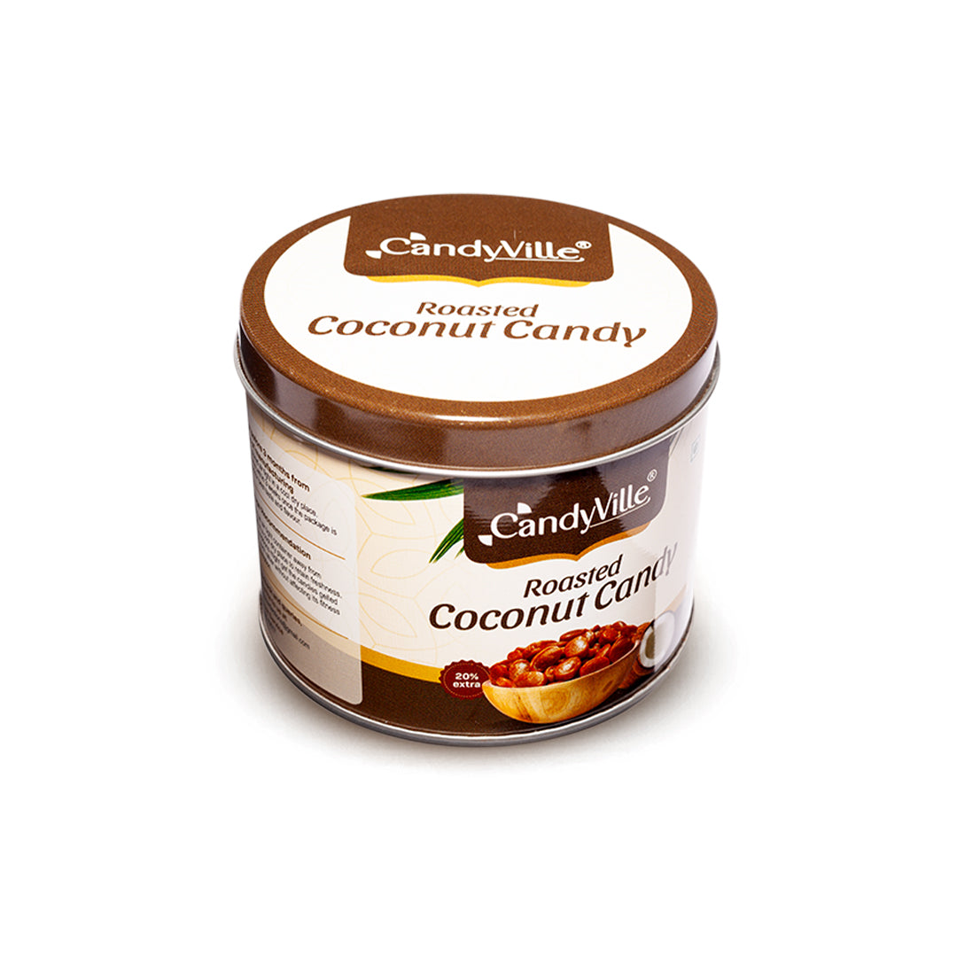 CandyVille Roasted Coconut Candy Tin 340g | Coconut Toffee brittle