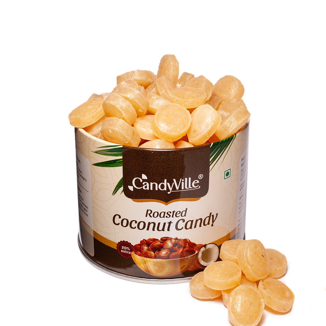 CandyVille Roasted Coconut Candy Tin 340g | Coconut Toffee brittle