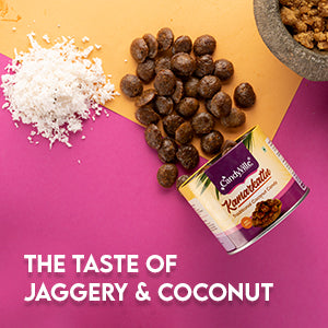 CandyVille Kamarkattu / Kamarkat / Kalkona Coconut & Jaggery Candy Tin 340g | Made with Jaggery